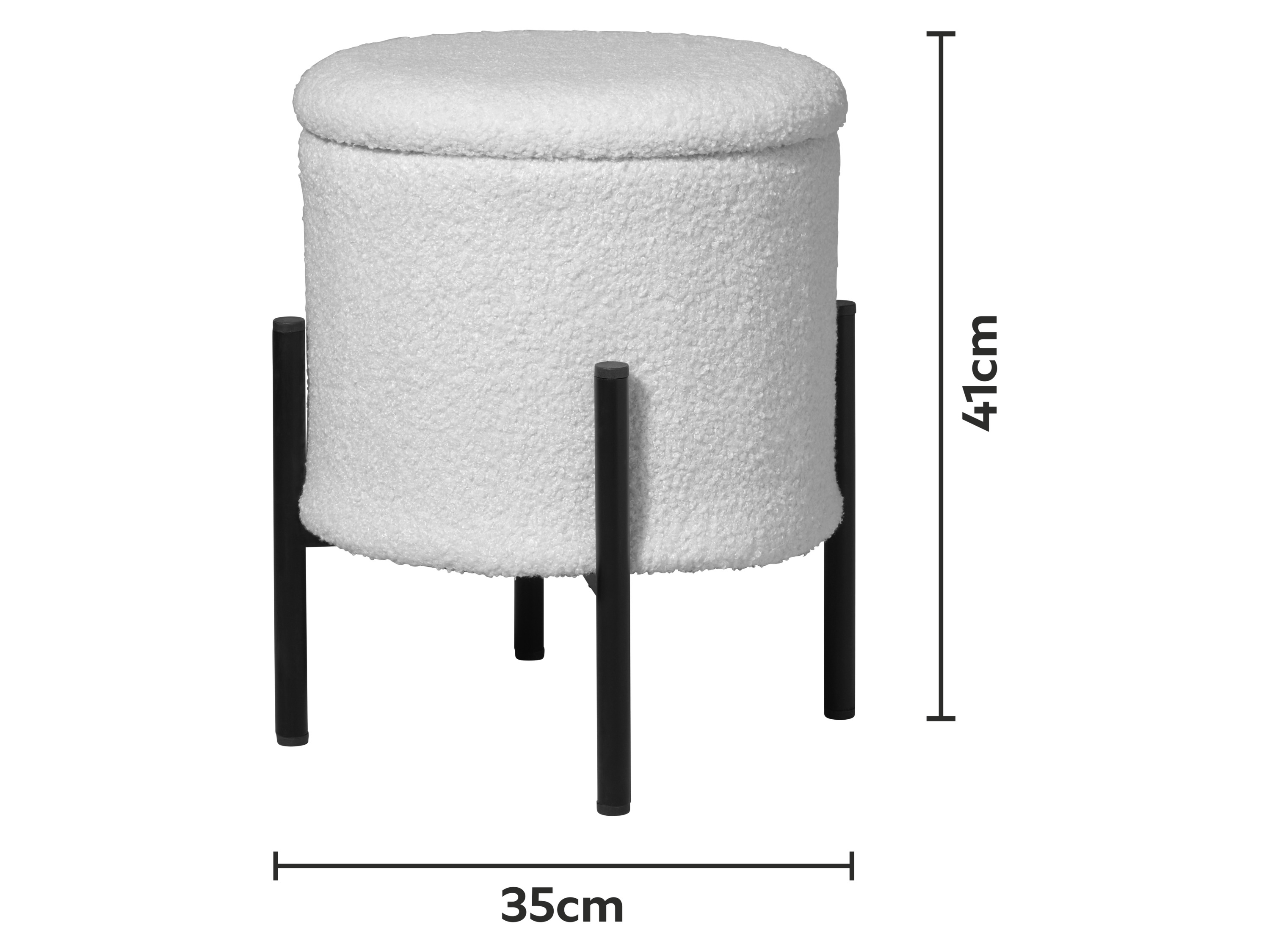 LIVARNO® Hocker mit Staufach (Teddy/Metallbeine)