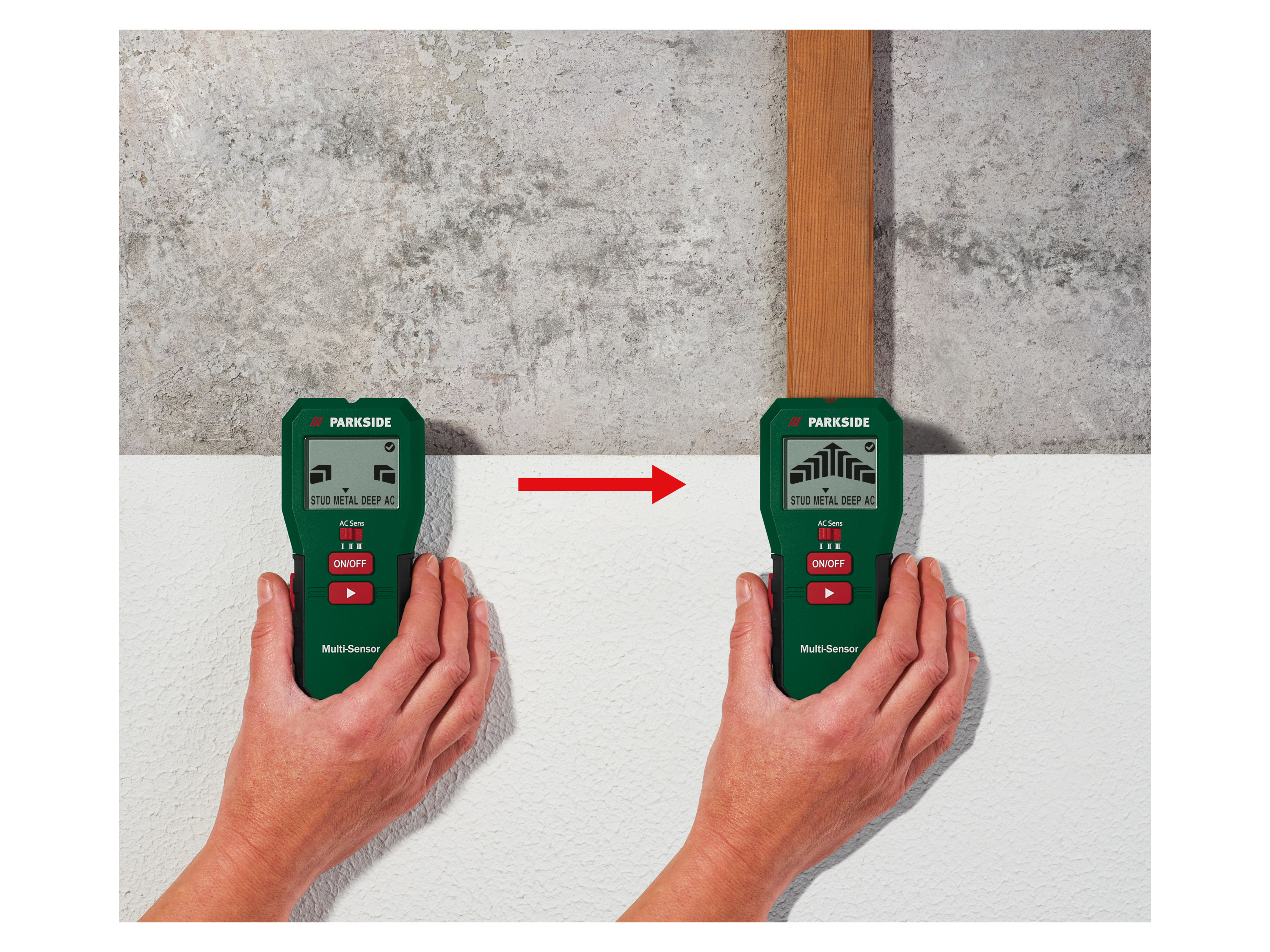 PARKSIDE® Multifunktionsdetektor »PMFD A3«, Feuchtigkeitsmessgerät »PFMG A3« (Multi-Sensor)