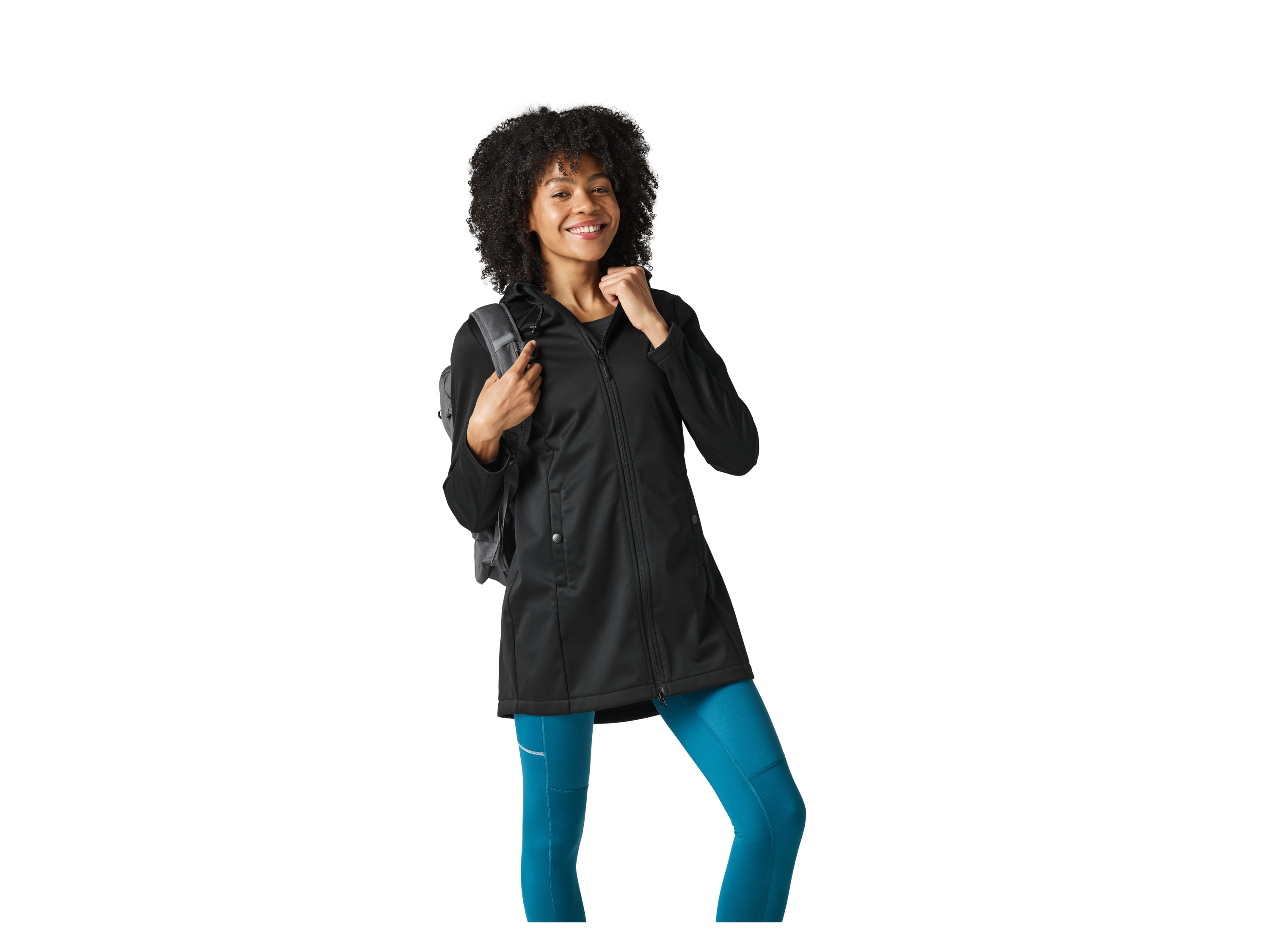 CRIVIT Damen Mantel Softshell Outdoor (Schwarz, M(40/42))