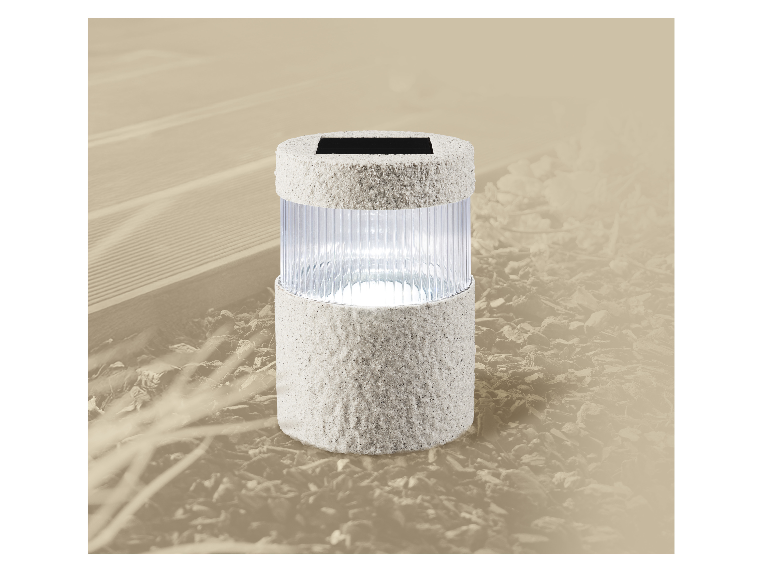 LIVARNO® LED-Solarleuchte (Rund, Sand)