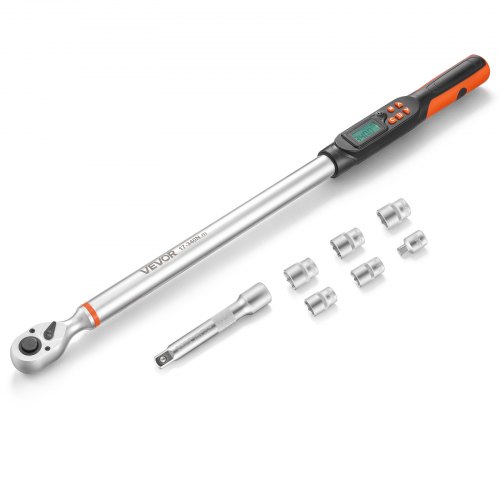 VEVOR Digitales Drehmomentschlüssel-Set 1/2 Zoll-Antrieb 4 Einheiten, ±2 % Genauigkeit LCD-Display mit Summer & LED-Anzeige Steckschlüsseln Verlängerungsstange & Adapter für Kfz-Reparaturen