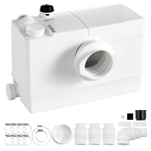 VEVOR Fäkalienhebeanlage 800 W 12000 L/h 10 m Förderhöhe Nachlauffunktion, Weiße Abwasserhebeanlage Geeignet für Keller, WC, Waschbecken, Waschküche und Küche, Hebeanlage für Abwasser Zerhackerpumpe