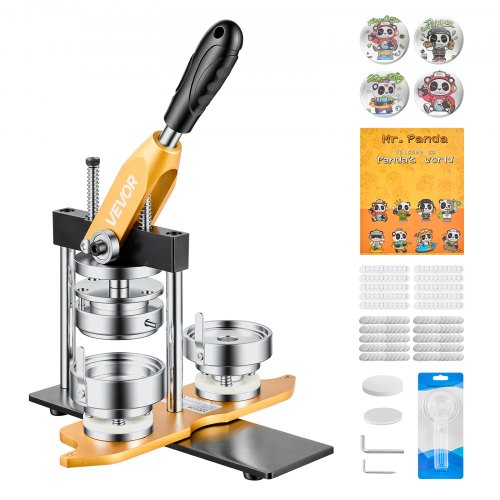 VEVOR Buttonmaschine 58 mm Knopfmachermaschine Badgemaker Buttonpresse, mit 100 Buttonrohlingen Kreisschneider & Zauberbuch Ergonomischem Griff für DIY-Anstecker Pins & Schlüsselanhänger