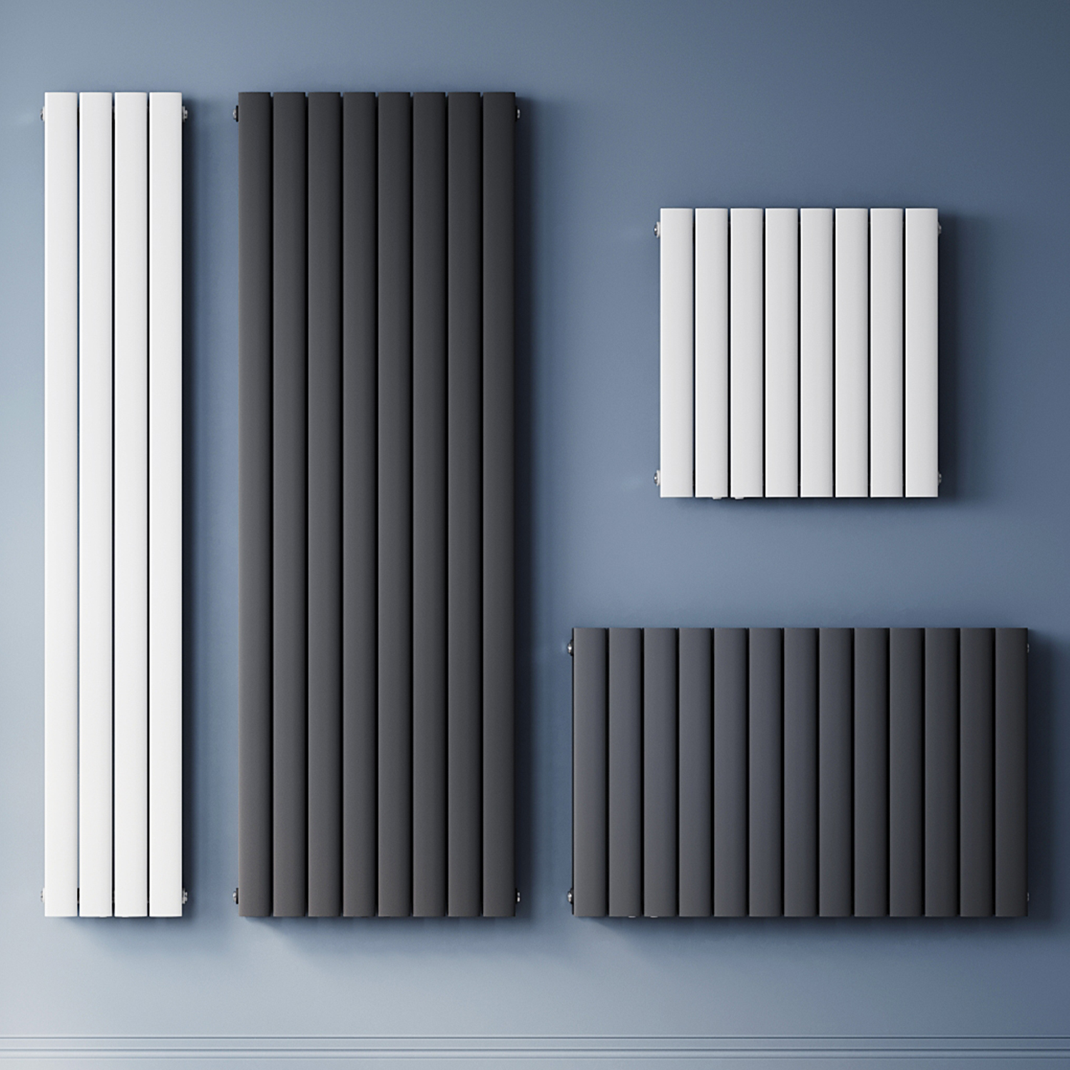 Design Heizkörper Flachheizkörper Paneelheizkörper Anthrazit Einlagig 630x850mm Horizontal - Sonni