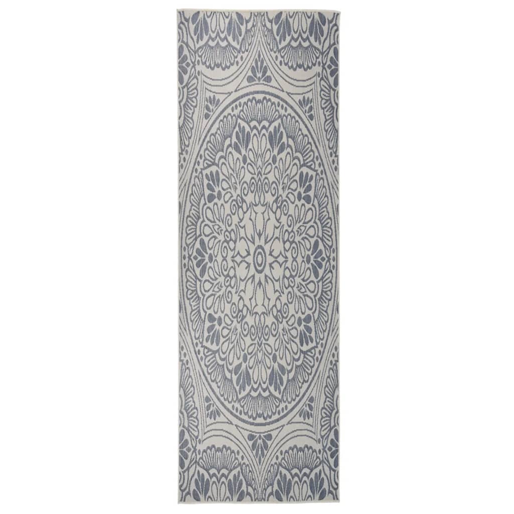Outdoor-teppich Flachgewebe 80x250 Cm Blaues Muster