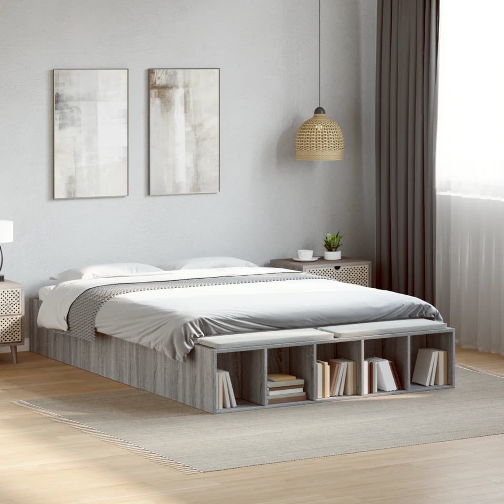 Bettgestell Grau Sonoma 140x190 Cm Holzwerkstoff
