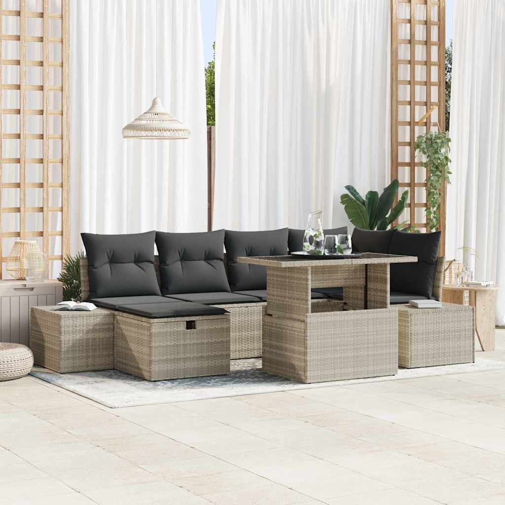 Garten-sofa-set 7 Pcs Hellgrau Poly-rattan