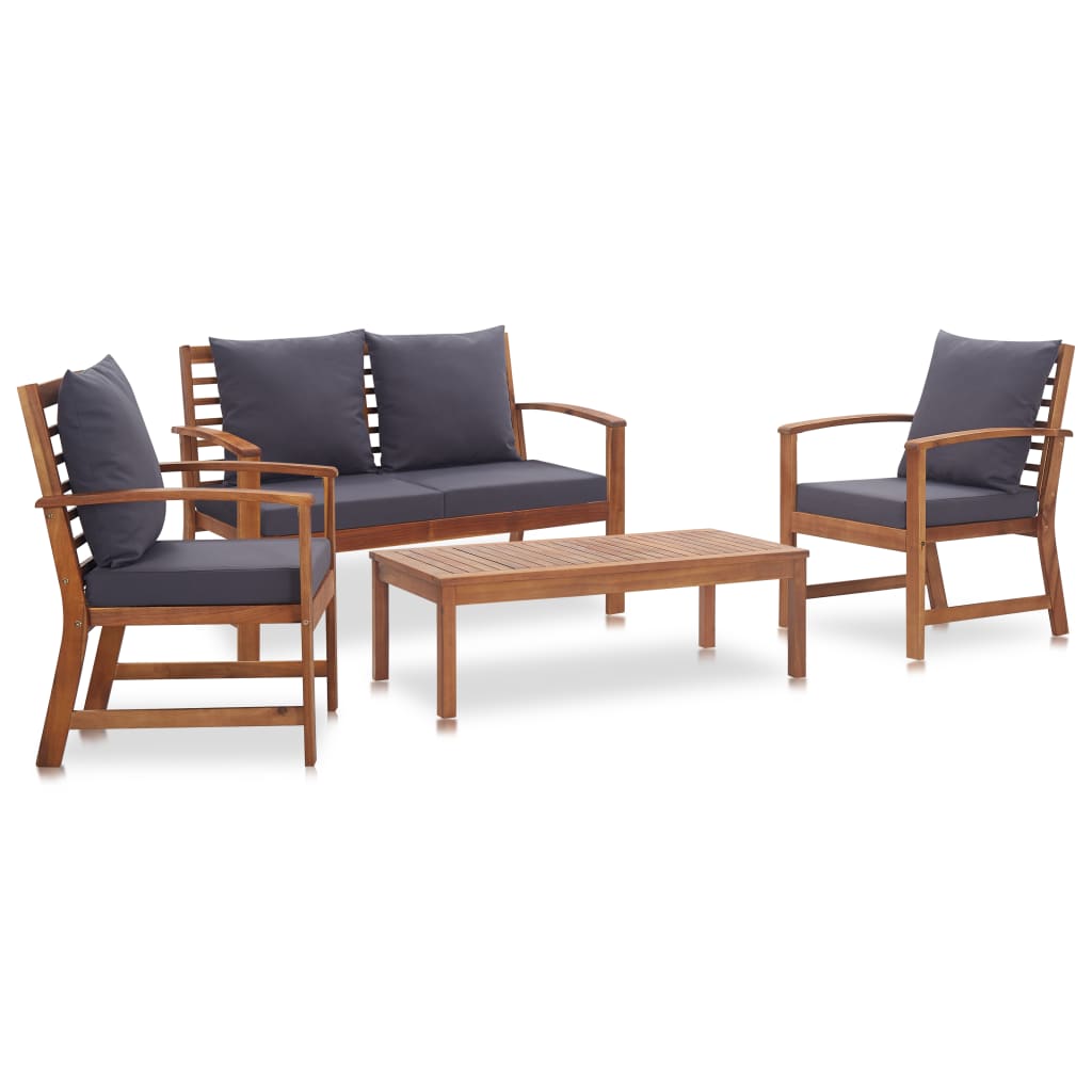 Garten-lounge-set Mit Auflagen 4-tlg. Massivholz Akazie Vidaxl
