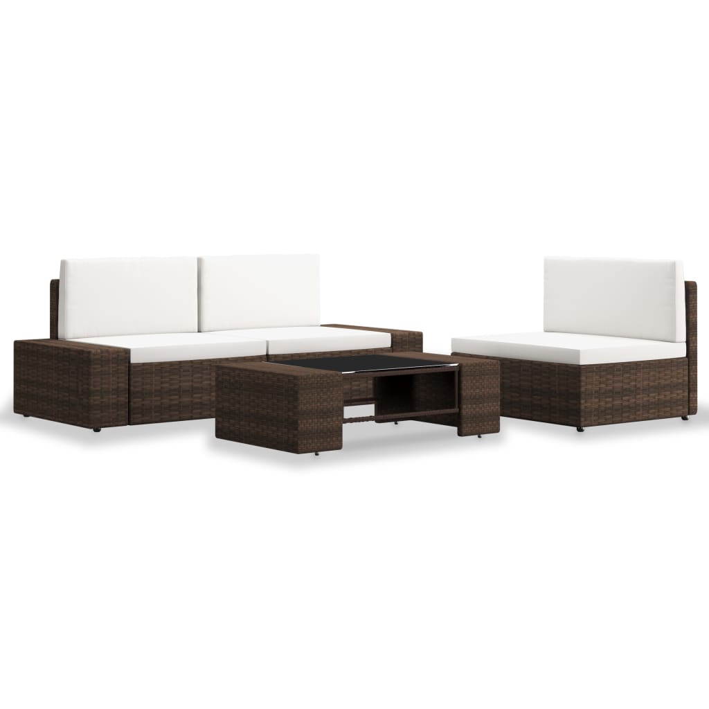 4-tlg. Garten-lounge-set Poly Rattan Braun Vidaxl