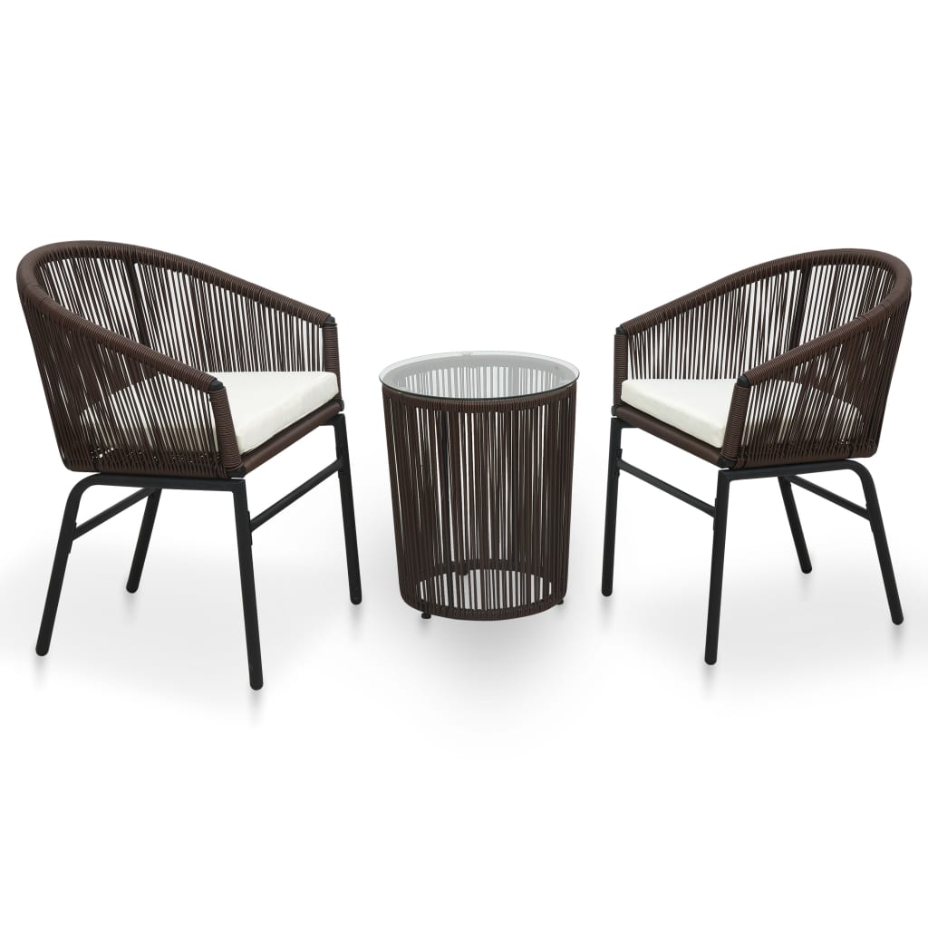 3-tlg. Bistro-set Mit Kissen Pe-rattan Braun - Vidaxl