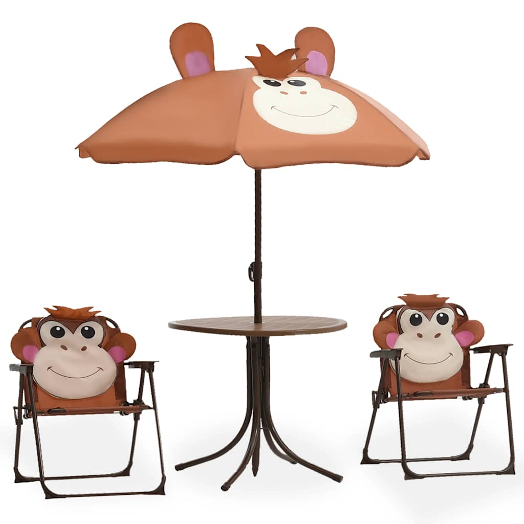 3-tlg. Garten-bistro-set Für Kinder Mit Sonnenschirm Braun Vidaxl