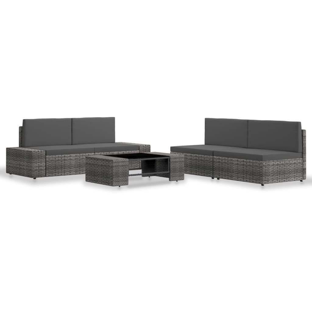5-tlg. Garten-lounge-set Poly Rattan Grau - Vidaxl