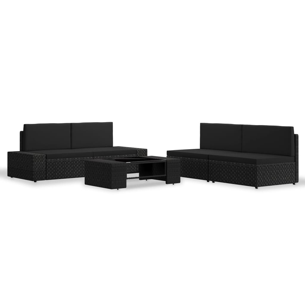 5-tlg. Garten-lounge-set Poly Rattan Schwarz - Vidaxl