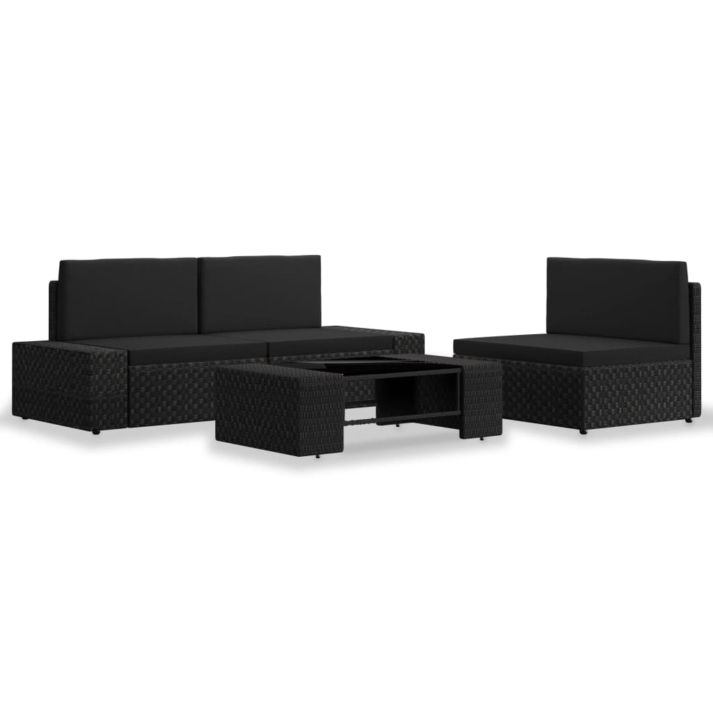 4-tlg. Garten-lounge-set Poly Rattan Schwarz Vidaxl