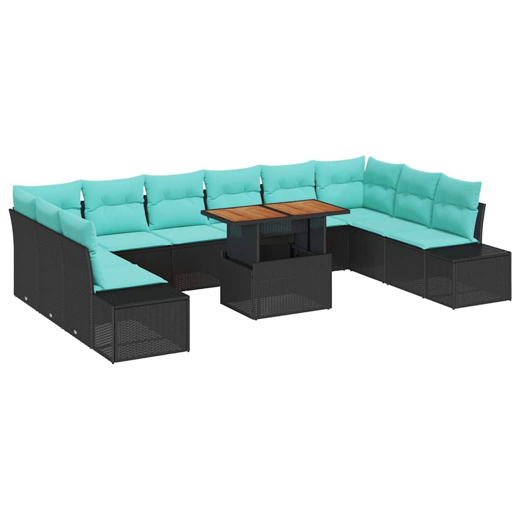 Garten Essgruppe 11 Stk. 10-sitzanzahl Schwarz Und Teal Vidaxl