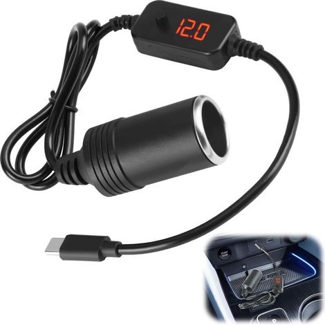 Usb-c-auf-zigarettenanzünder-adapterkabel, 12-v-usb-c-kfz-buchse Mit Pd-chip, Tragbarer Zigarettenanzünderstecker Für Dashcam, Gps, Led-innenbeleuchtung, Autozubehör
