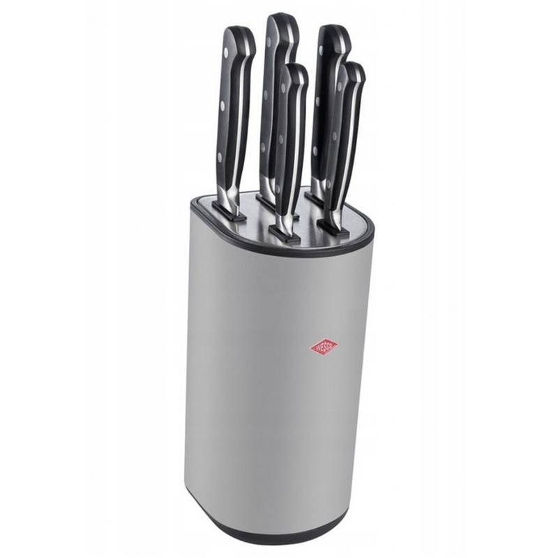 Wesco Loft Messerblock 6-teilig Mit 5 Küchenmessern, Farbe: Matt Cool Gray