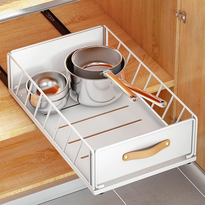 Ausziehbarer Metall-schubladenorganizer Mit Griff, Küchenregal Mit Nano-schrank - Badezimmer-schubladenkorb (40 Tiefe X 35 Breite X 16 Höhe Cm)