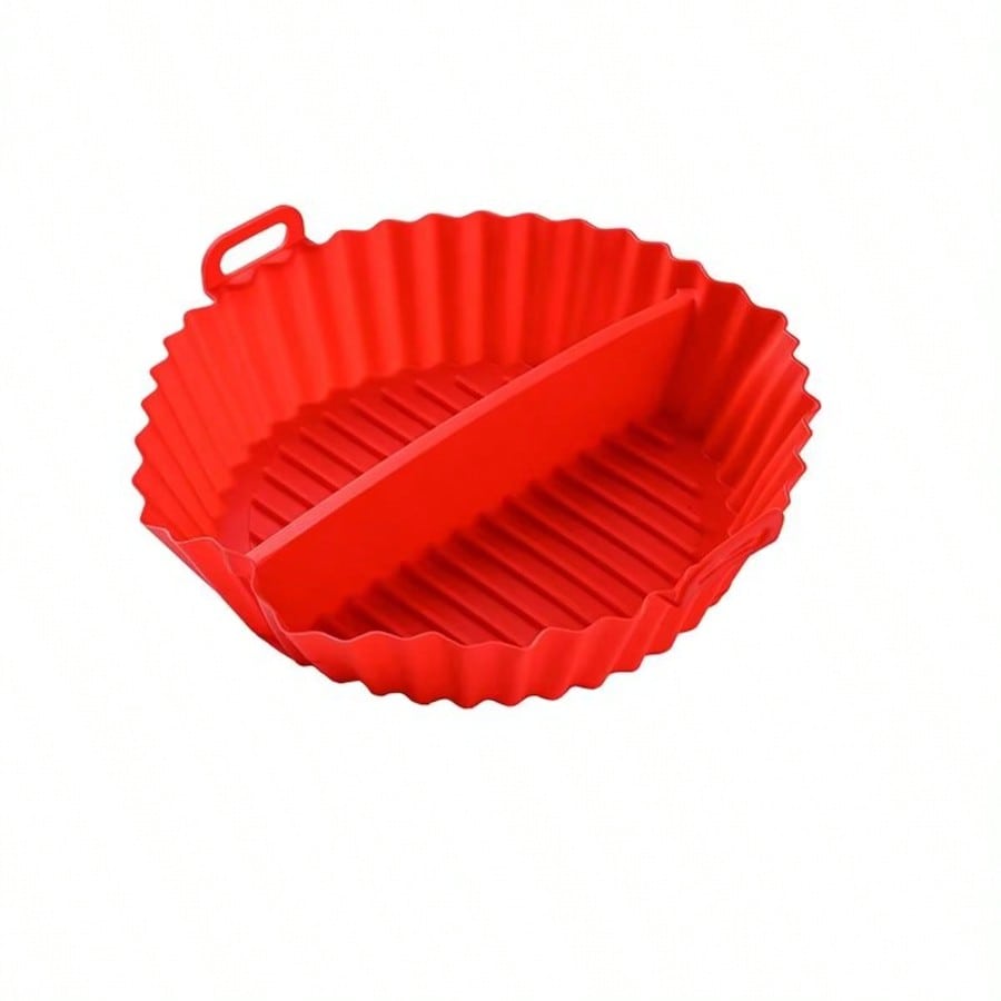 Silikon-heißluftfritteusenform, 2-teiliges Rundes, Wiederverwendbares Zubehör, Flache Silikon-heißluftfritteusenform Für Heißluftfritteuse Und Mikrowelle, Rot