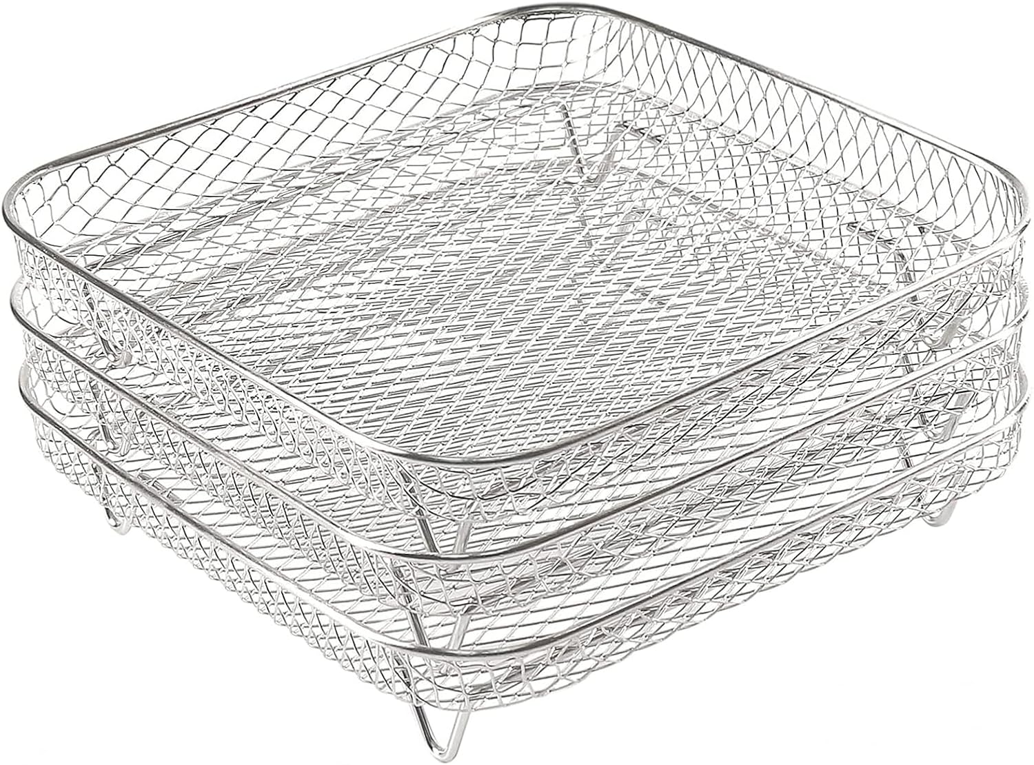 3-stufiges Grillrost-zubehör, Grill- Und Dampfgarrost Aus Edelstahl Für 3,5 Bis 5,8 Liter, Heißluftfritteusen-dörrrost (21 X 21 X 5 Cm)