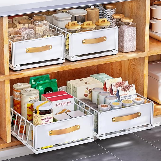 Ausziehbarer Metall-schubladenorganizer Mit Griff, Küchenregal Mit Nano-schrank - Badezimmer-schubladenkorb (40 Tiefe X 30 Breite X 16 Höhe Cm)