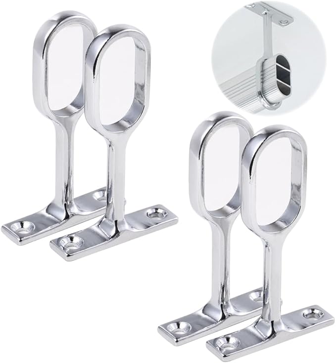 Kleiderstangenhalterung, Kleiderstangenrohrhalterungen, Ovale Kleiderstangenhalterung, Flanschstangenhalterung, Kleiderstangenhalterung, Zinklegierung, Schienenendhalterungen, 16 Mm, 4 Stück (4)