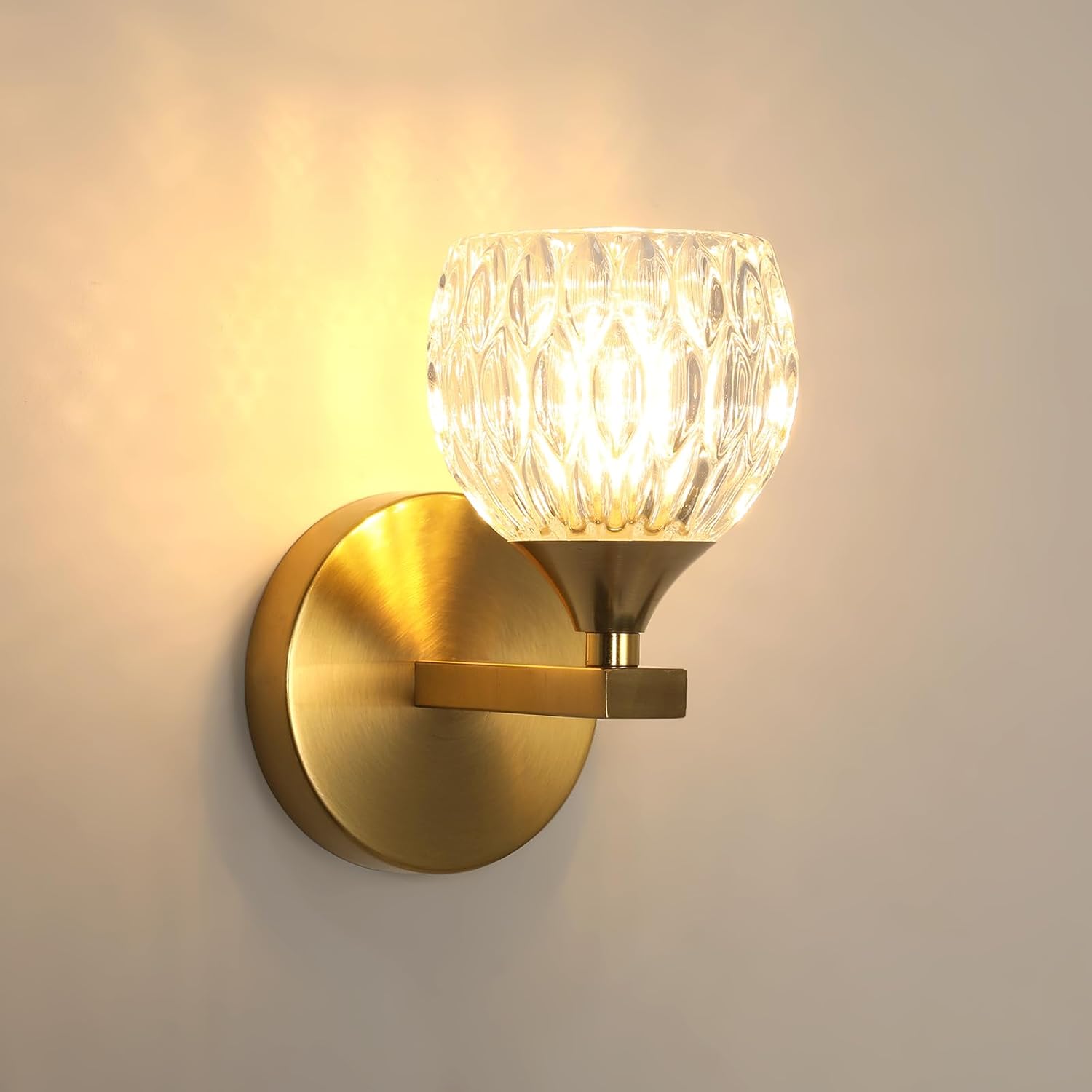 Moderne Wandleuchte Aus Glas, Goldfarben, Für Schlafzimmer, Wohnzimmer, Flur, Mit 1 G9-leuchtmittel, 3000k/4500k/6500k