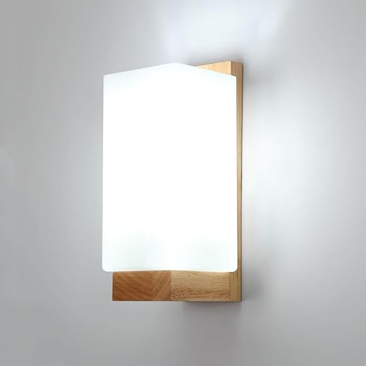 Moderne Wandleuchte Aus Holz Im Minimalistischen Design Mit E27-fassung, Glasschirm, Geeignet Für Schlafzimmer, Wohnzimmer, Flur, Café Und Andere Innenräume.