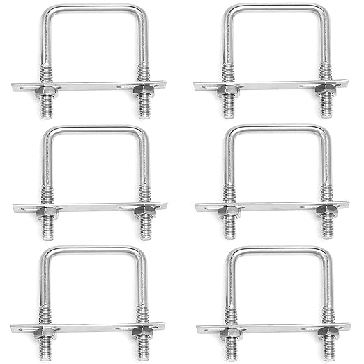 6 Stück Edelstahl-u-bügel M8 X 60 Mm X 100 Mm Vierkant-u-bügel Mit Muttern Und Rahmenplatten-klemmschrauben Zur Rohrbefestigung