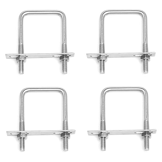 4 Stück Edelstahl-u-bügel M8 X 60 Mm X 120 Mm Vierkant-u-bügel Mit Muttern Und Rahmenplatten-klemmschrauben Zur Rohrbefestigung
