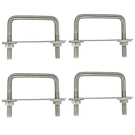 M8 Vierkant-u-bügel 70 Mm X 70 Mm, 70 Mm Innendurchmesser, Edelstahl-u-bügel Mit Mutter Und Rahmenplatte, U-bügel Zur Befestigung Von Platten Und Rohren (m8-70 X 70 Mm)