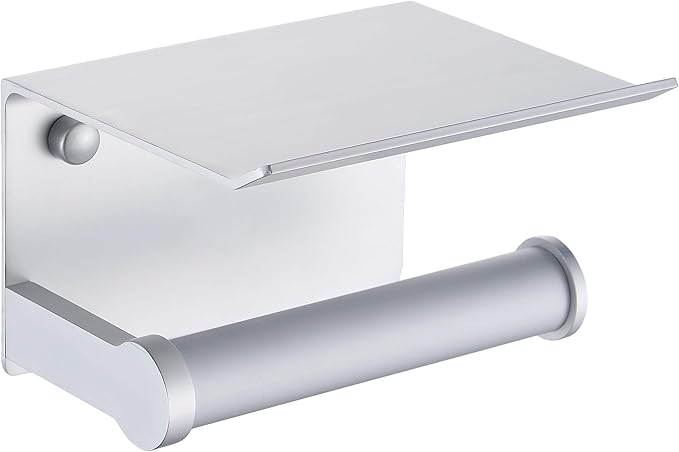 Toilettenpapierhalter, Wand-toilettenpapierhalter Mit Ablagefach, Aluminium (silber)