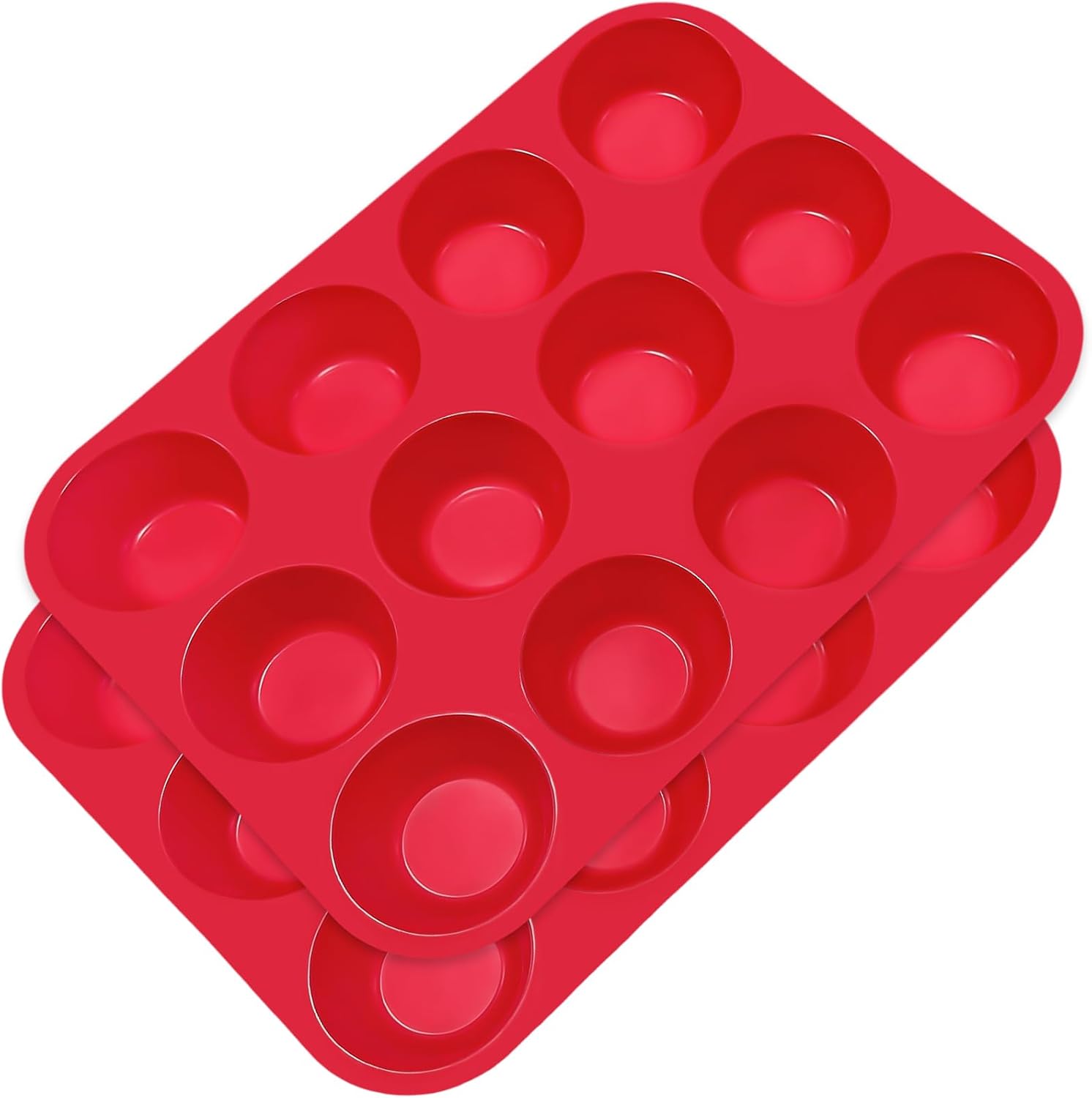 Set Mit 2 Silikon-kuchen-, Muffin- Und Cupcake-formen, 12-in-1-backform, Antihaftbeschichtete Silikon-muffinform, Bpa-frei, Leicht Zu Lösen, Für Cupcakes Und Brownies