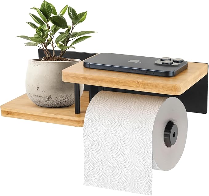 Wandmontierter Toilettenpapierhalter, Montage Ohne Bohren, Hochwertiger Spender Mit Ablage, Klebe- Oder Bohrfeste Montage – Perfekt Für Küche Und Bad
