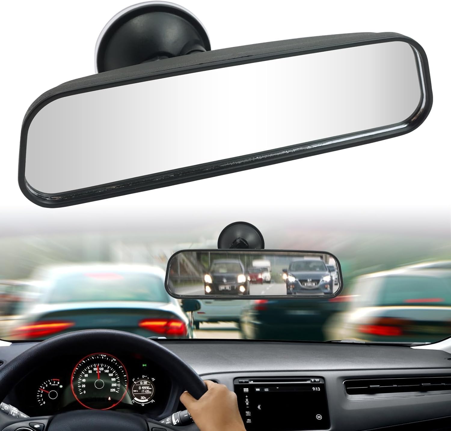 Universeller Auto-rückspiegel, Verstellbarer Weitwinkel-innenspiegel Mit Saugnapf, Autospiegel Für Kindersitz In Pkw, Suv Und Lkw (200 X 60 Mm)