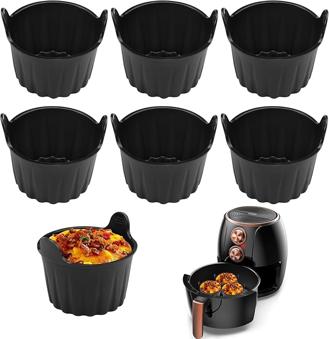 6-teiliges Silikon-heißluftfritteusen-formenset Für Muffins, Kuchen, Puddings, Cupcakes Und Gebäck