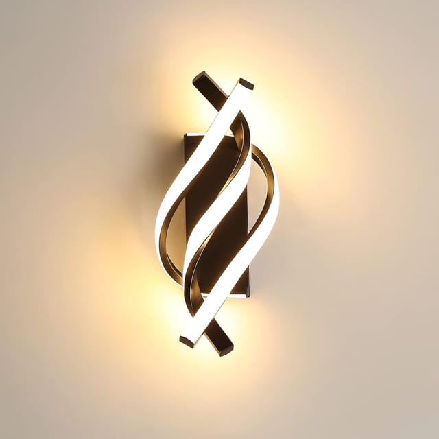 Lampada Da, Applique Da Parete Led Moderno 20w, Wandleuchten Camera Da Letto Design Curvo 3000k Luce Bianca Calda, Nero