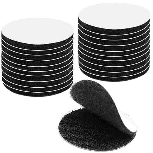 20 Extra Starkes Doppelseitiges Klebeband, Starker Doppelseitiger Klebestreifen, Wiederverwendbares Rundes Rechteckiges Klettband, 5 X 5 Cm (schwarz)