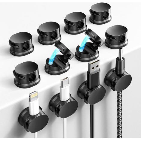 12er-pack Magnetische Kabelclips, Selbstklebende Kabelorganisatoren, Kabelhalter Für Hdmi-/usb-/ladekabel, Kabelmanagement Für Zuhause/büro – Schwarz