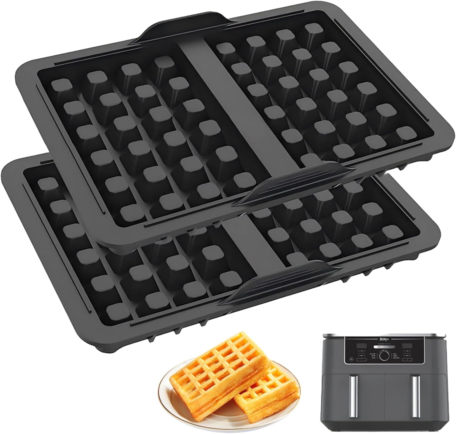 2-teilige Silikon-waffelformen Für Ninja Airfryer Af400eu, Af500eu, Af451eu Und Af500de, Zubehör Für Airfryer-formen, Doppeleinsatz Für Das Backblech, Zubehör Für Belgische Waffeln