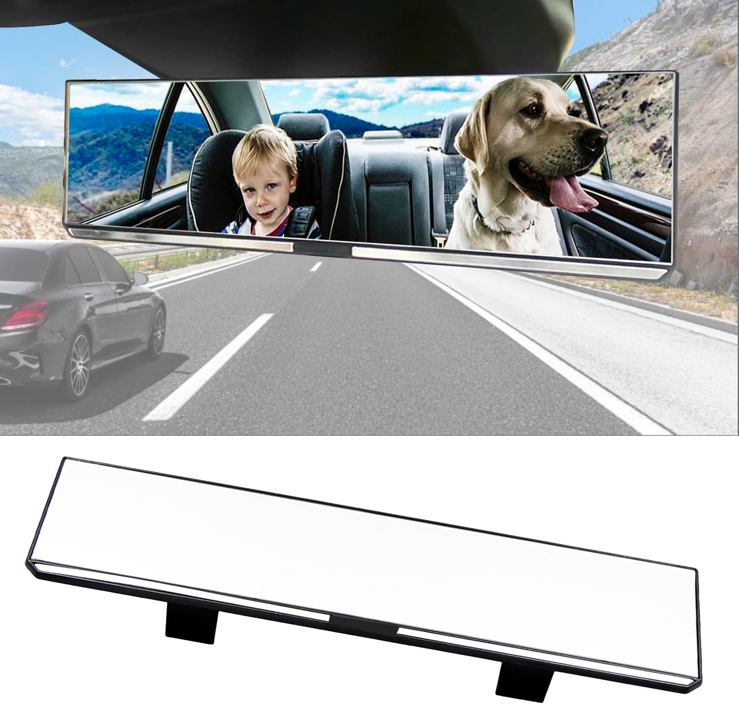 Universeller, Aufsteckbarer Innenspiegel Für Autos, 30,5 Cm (12 Zoll), Weitwinkel-hd-panoramaspiegel Zur Reduzierung Des Toten Winkels, Passend Für Die Meisten Pkw, Suvs Und Lkw, Transparent