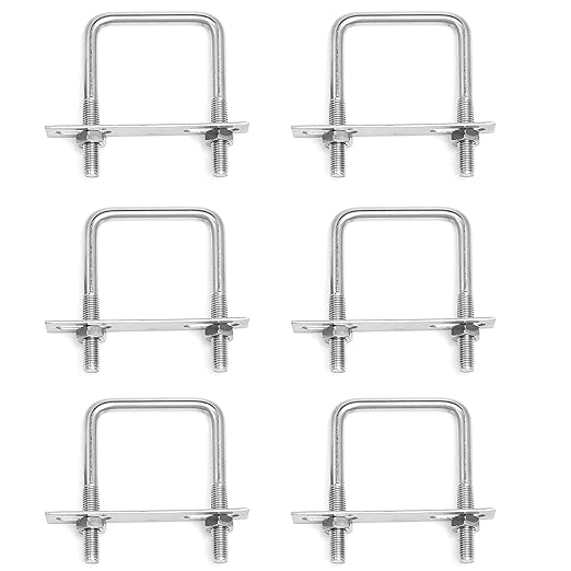 6 Stück Edelstahl-u-bügel M6 X 65 Mm X 80 Mm Vierkant-u-bügel Mit Muttern Und Rahmenplatten-klemmschrauben Zur Rohrbefestigung