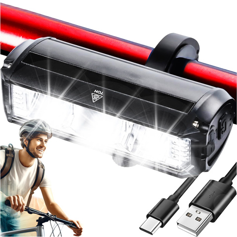 Halogen-led-frontleuchte Für Fahrräder, Lenkerbeleuchtung, 900 Lm, Alogy 610, Schwarz