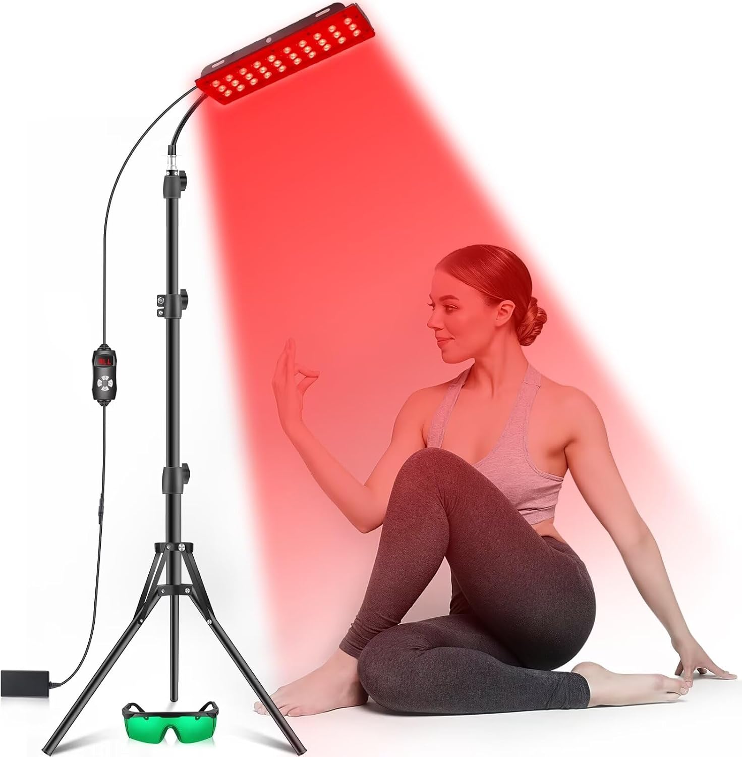 Rotlichttherapielampe, Infrarotlichttherapie Mit Ständer, 660 Nm Rotlicht Und 850 Nm Nahinfrarotlicht Zur Linderung Von Körperschmerzen Und Zur Hautpflege, Doppellampen