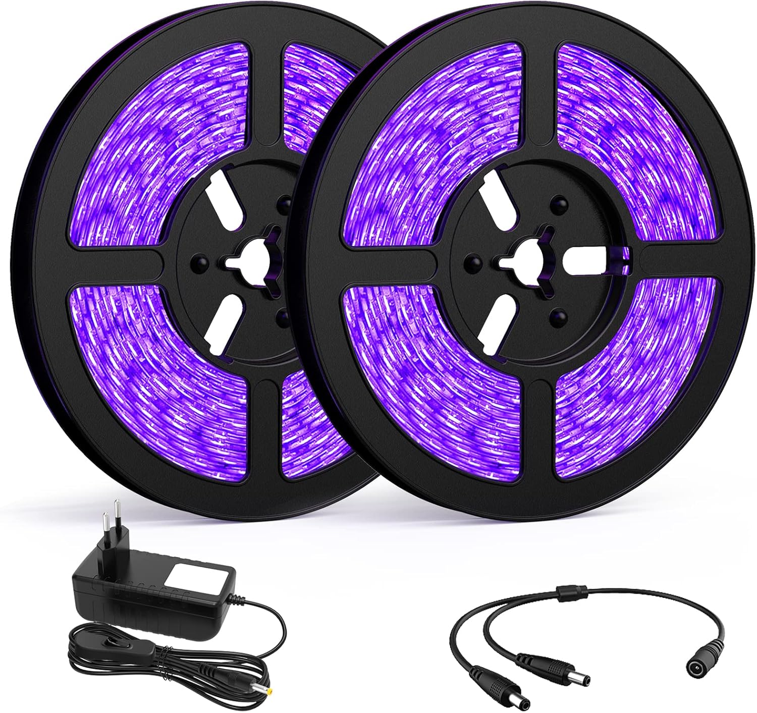 2 X 10 M Uv-led-streifen, Schwarzer Led-streifen, 12 V 2835 Violetter Led-streifen, 1200 Uv-atmosphären-leds Für Halloween, Weihnachten, Dj-partys, Disco, Bodypainting, Fluoreszierende Sprühlackierung