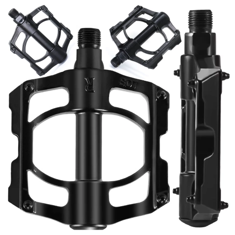 Alogy Fahrradpedale Für Rennräder Und Mountainbikes, Mtb-plattformpedale Aus Aluminium, 2er-set, Aluminium Mit Dreifachlager, Schwarz