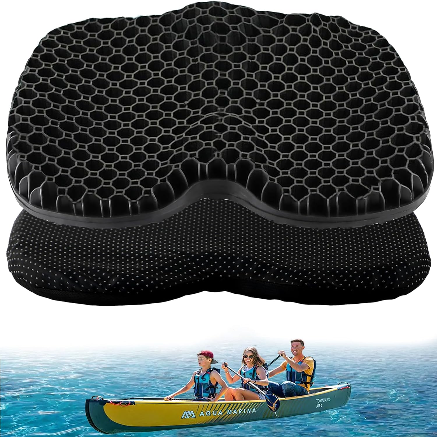 3-teiliges Rutschfestes Kajak-sitzkissen, Wasserdichtes Gel-kajak-sitzkissen, Dickes Kajak-sitzkissen Mit Schwarzem Rutschfestem Kajak-sitzbezug, Kajak-zubehör Für Angelkajaks.