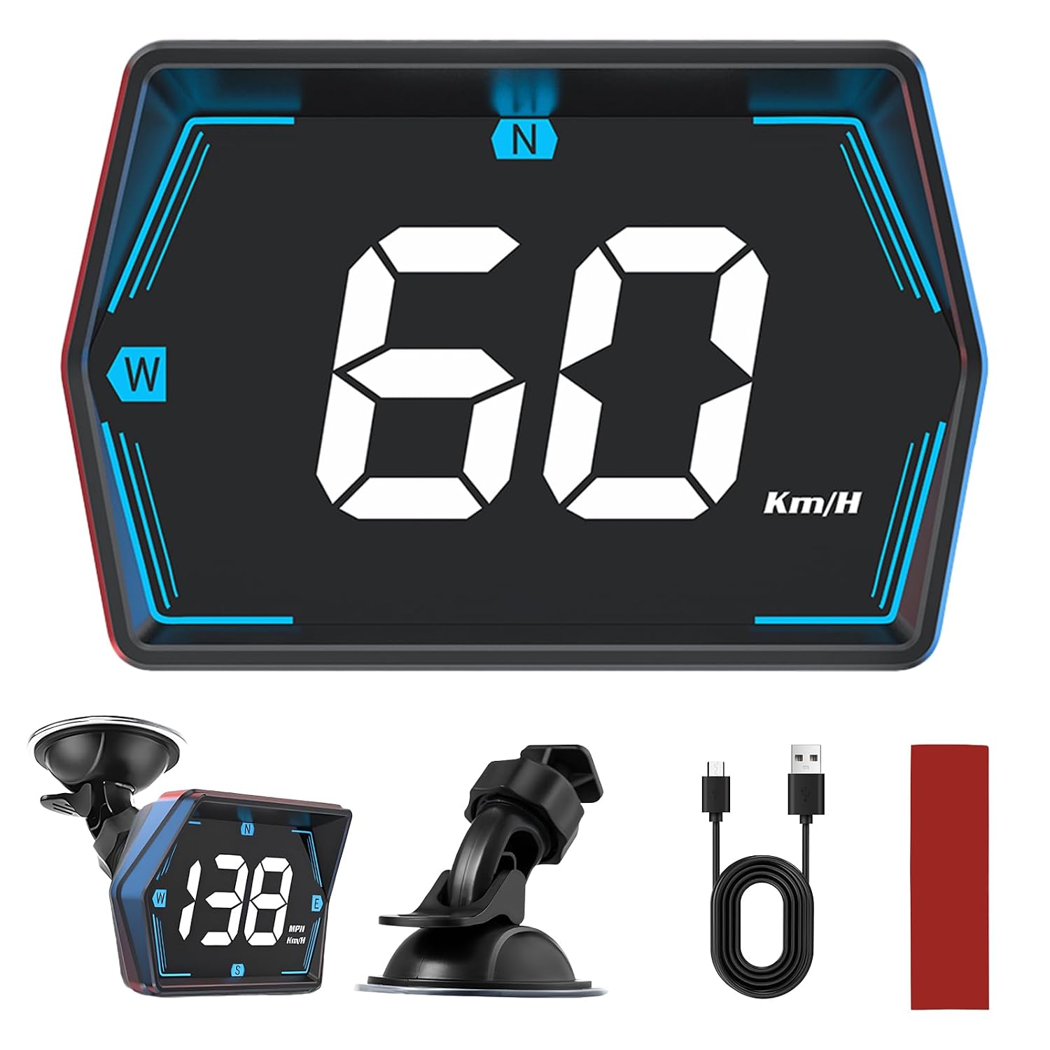 Universelles Auto-hud, Digitaler Tachometer, Kmh/mph-anzeige, Head-up-display, Auto-hud Mit Gps + Beidou-dual-chip, Geschwindigkeitswarnung, Kompass, Usb-plug-and-play