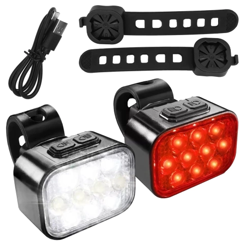 Led-fahrradlicht 500 Lm 200 Lm Alogy Duoride™ Lichter 20 Led Fahrradtaschenlampe Wasserdicht Vorder- Und Rücklicht 2er-set