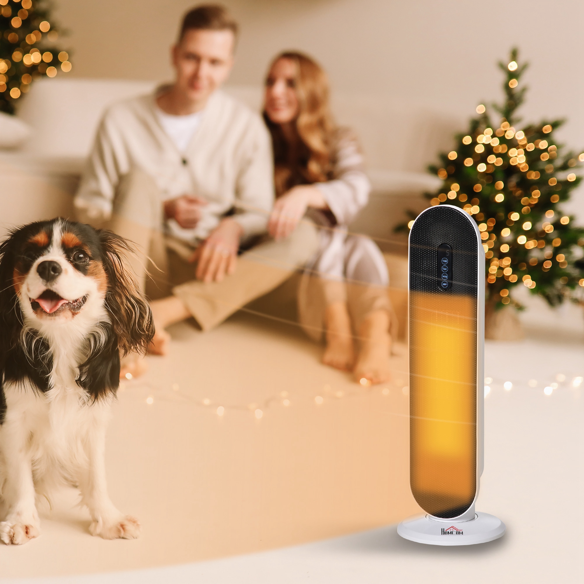 Homcom 1200w/2000w Keramik-turmheizkörper Mit Fernbedienung, 24-stunden-timer-thermostat Und Kippsicherung Für Räume Bis 20 M², 21x21x63,5 Cm, Weiß Und Schwarz